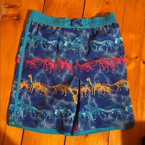 Wonder Nation Blue Dinosaur Skeleton Print Kids Swim Shorts